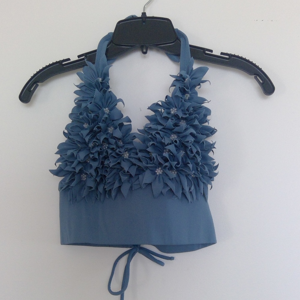 NEW ORIGINAL! Blue pearls flowers fashion swimsuit